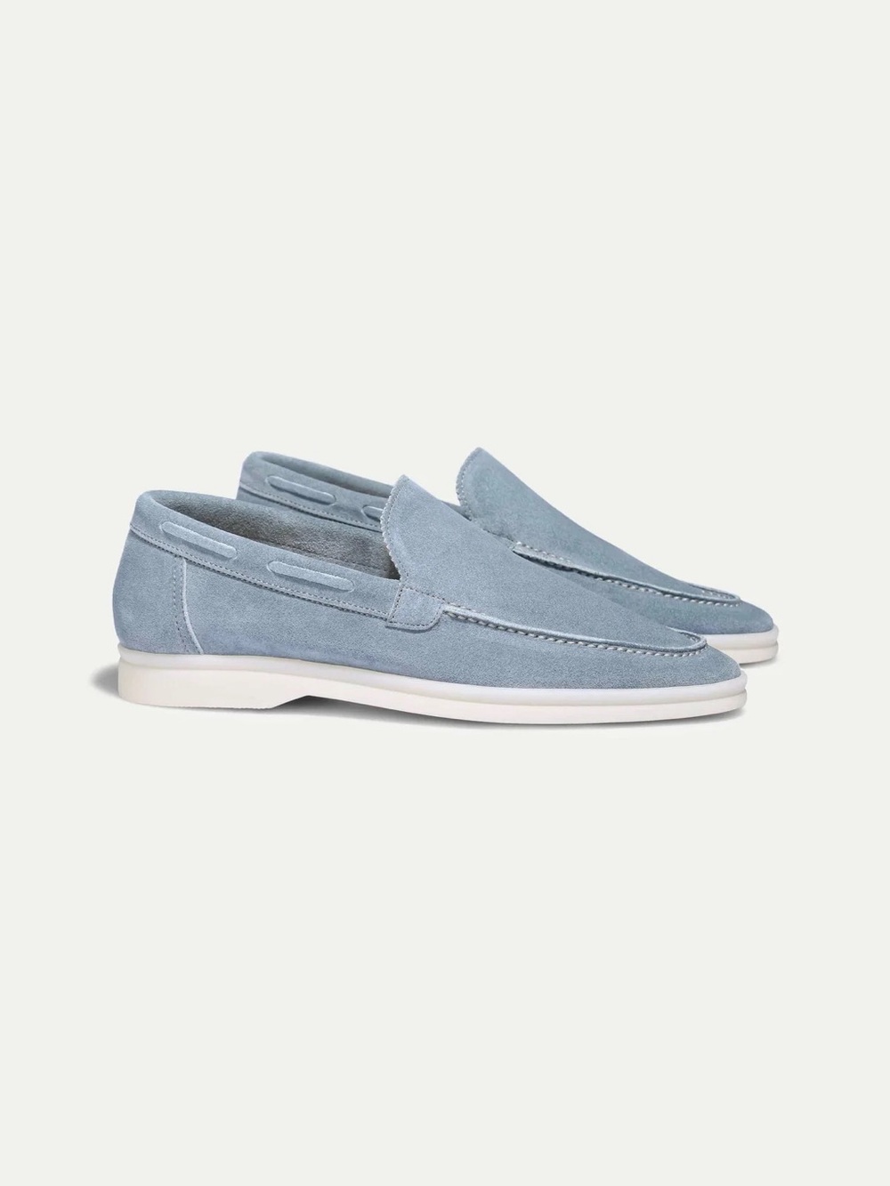 AURÉLIEN Lady Yacht Light Blue Suede Slip-On Loafers